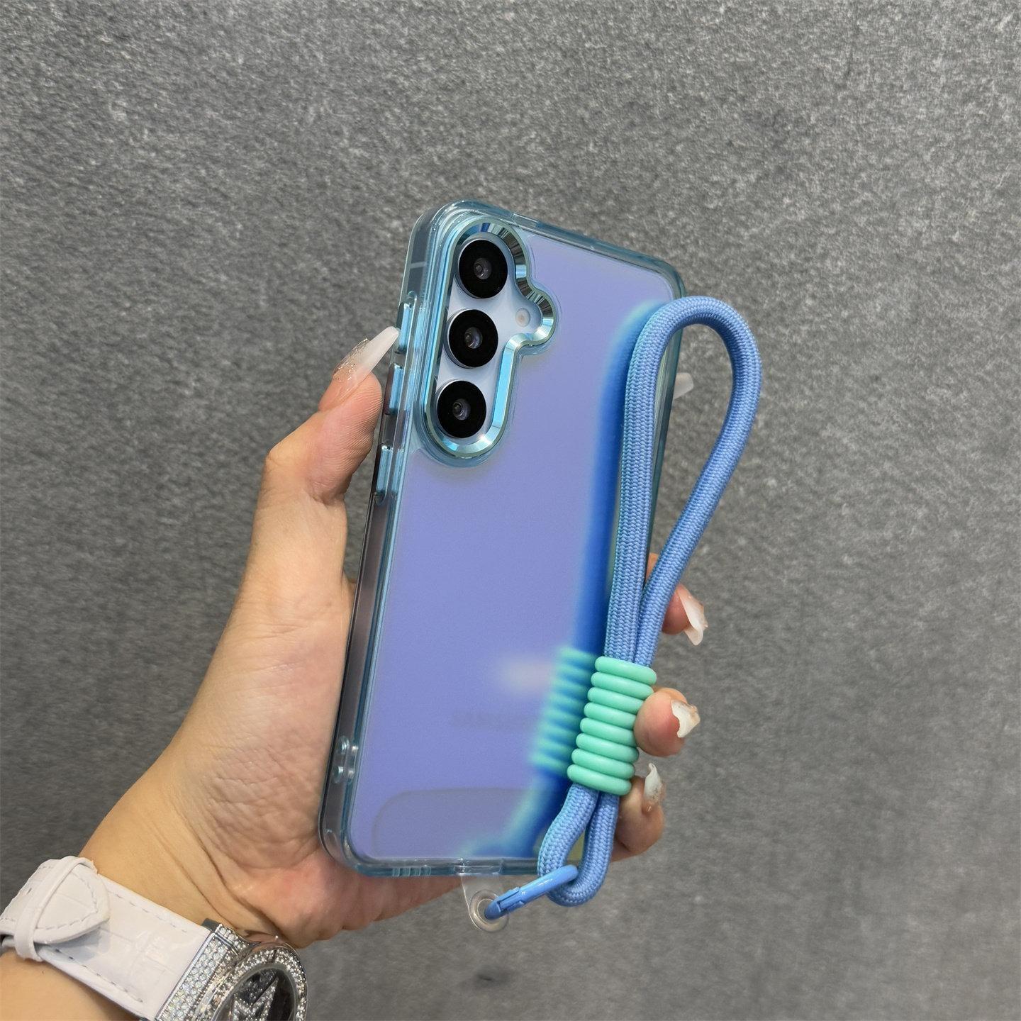 

Laser Colorful Lanyard Case for Samsung Galaxy S25 S26 Ultra S22 S23 Plus S24 FE A56 A55 A54 A16 A15 A35 Hand Strap Cover Galaxy A15