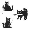 3Pcs Spookmas Indoor Decoration Wear Resist Wooden Spooky Wall Decors Funny Knife Cat Craft Pendant For Home Room Entryway Shelf