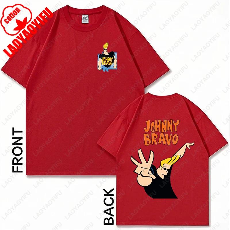 Vintage Cartoon Network Johnny Bravo Was Here Reckless Cotton Tshirt Im Pretty Graphic Print Tops Unisex Women Streetwear Tee Gift