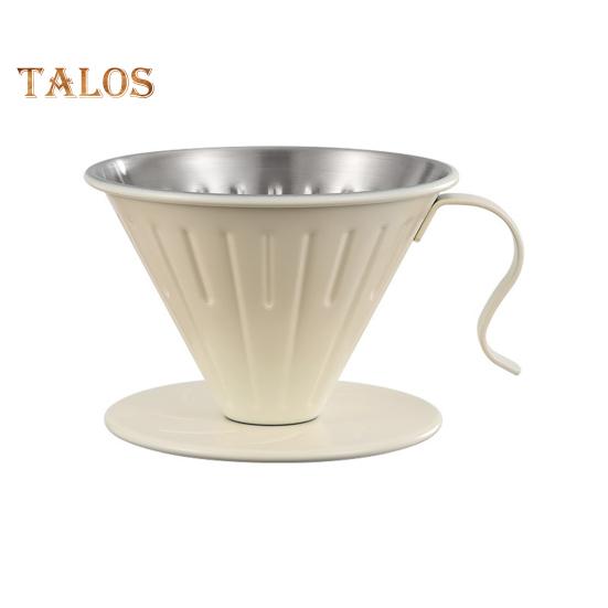 Coffee Filter Cone Stainless Steel Hand Drip Pour Over Coffee Funnel with Spiral Ribs Dishwasher Safe V-Shaped Coffee Filter for Most Coffee Makers