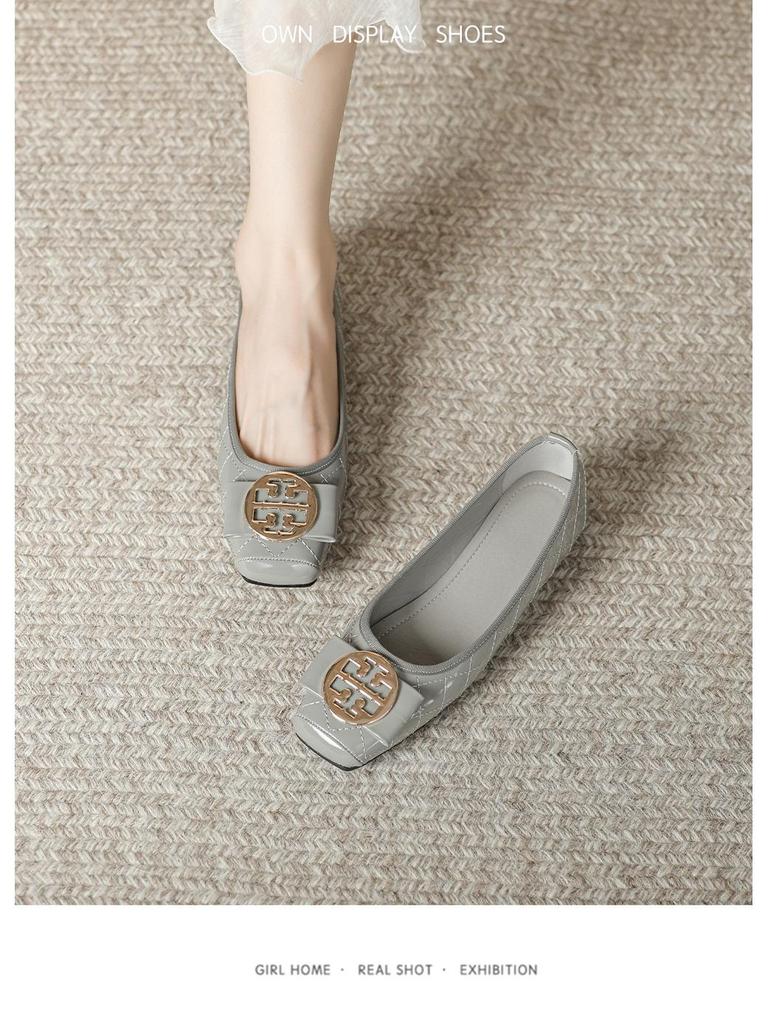 Women's Summer 2024 Slip-On Square Toe Shoes, Soft Sole Leather, Comfortable & Stylish, Available in Large Sizes