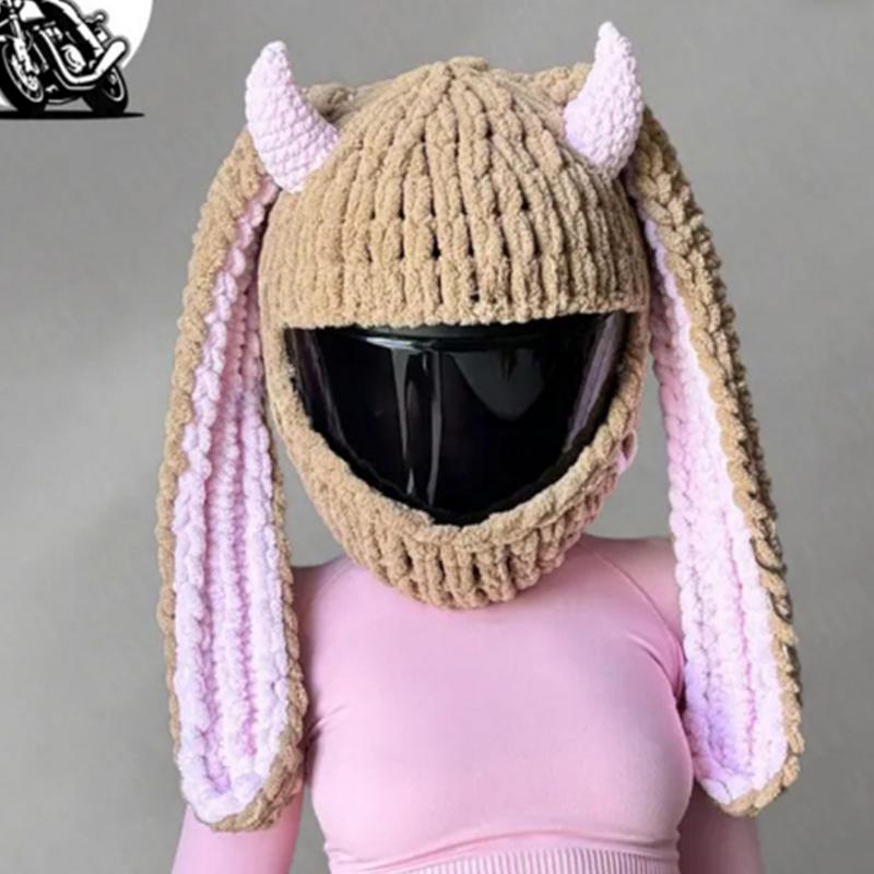Helmets Cover Knitted Cartoon Motorbike Helmet Cover Handmade Crochet Craft Protective Cover Helmets Accessories For Most Full