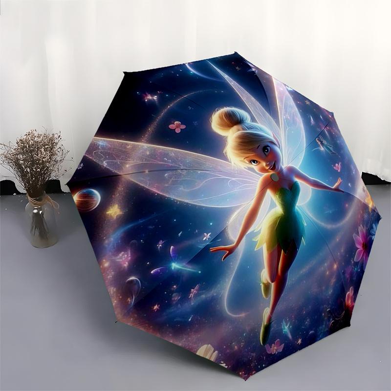 Tinker bell Themed Travel Umbrella-8 Ribs Automatic Opening and Closing, Portable Folding Design, Compact and Stylish Umbrella