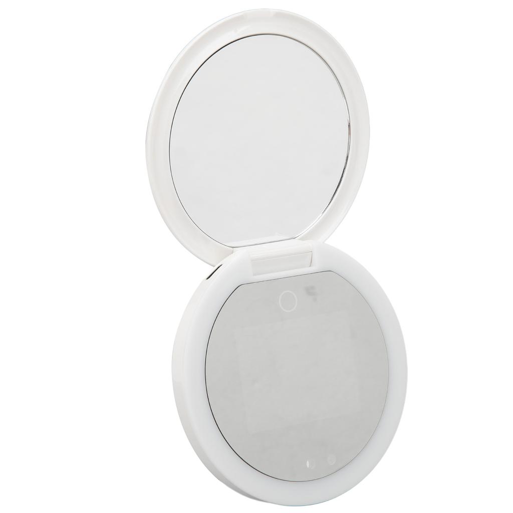 Travel Compact Mirror with UV Camera Sun Testing Double Side Adjustable Light Makeup Mirror for Pocket Purse Handbag