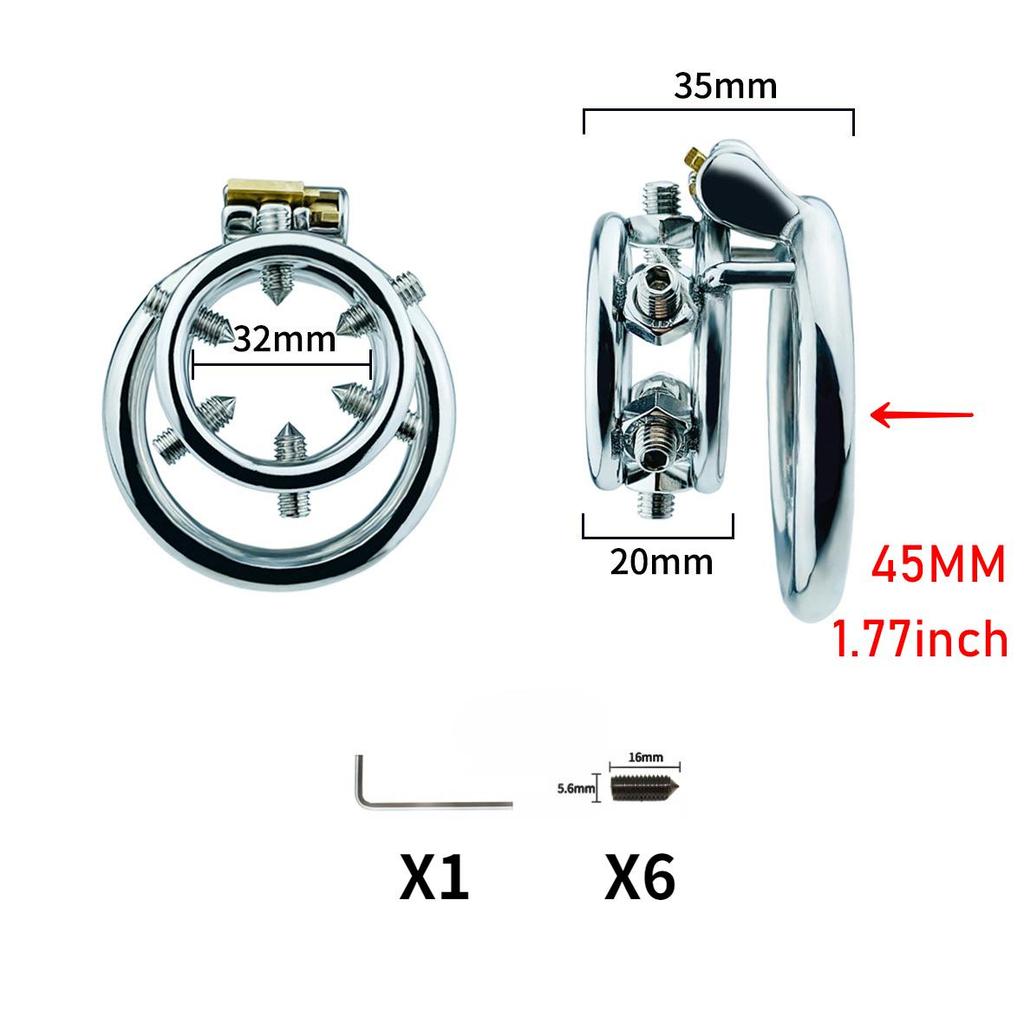Male CB Lock Chastity Cage with Screw Penis Ring Sex Toys Femdom Stainless Steel Ball Stretcher Cock Cage BDSM