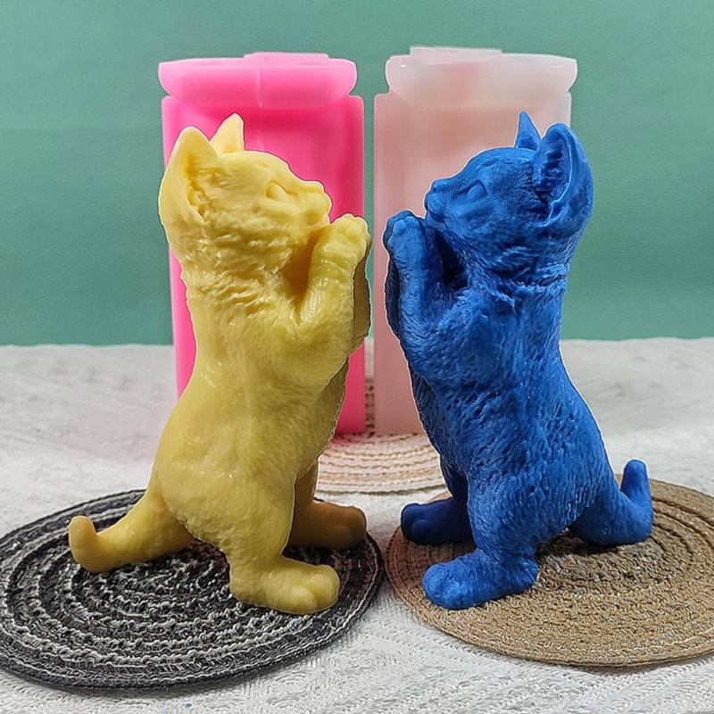 Stående kattelys silikonform for stearinlys, gipsaromaterapi stearinlys harpiksform Ornamentform for hjemmeinnredning
