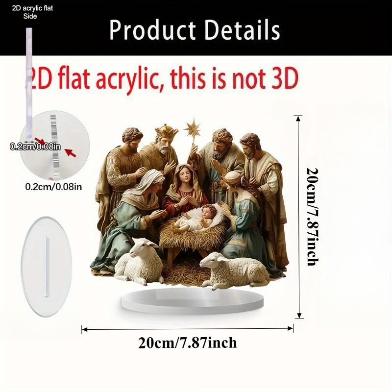 2D Flat "Nativity Sceney" Acrlic Tabletop Decoration, Suitable for wall decoration, porch, room, villa, accents Home, Hallway, or Workplace - Rustic F