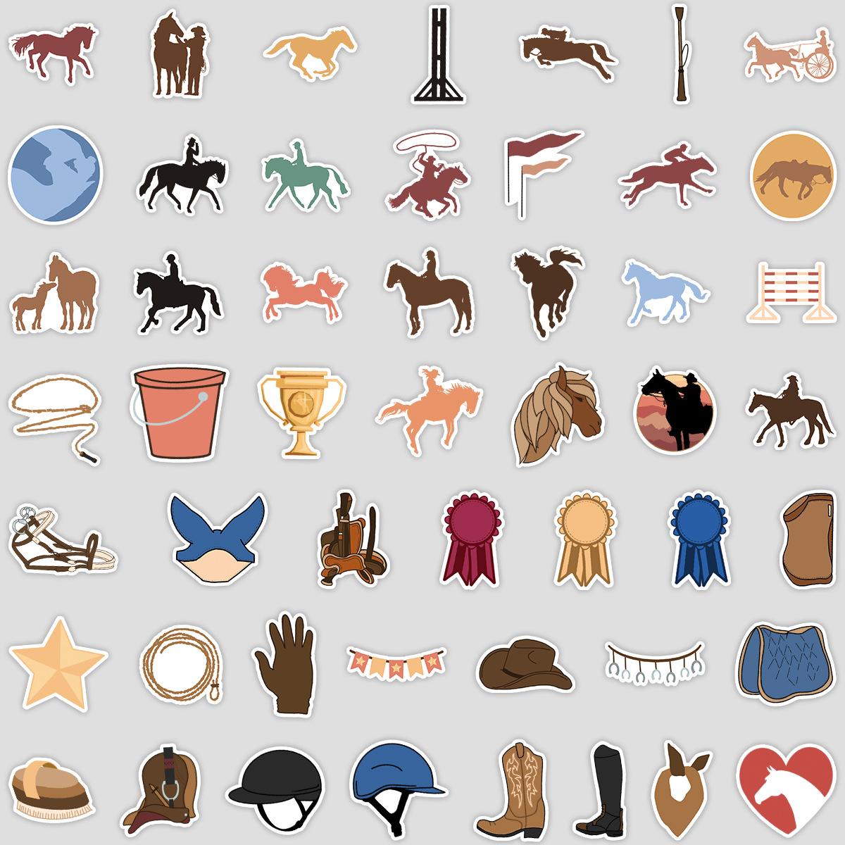 

50 Equestrian Graffiti Stickers Water Cup Mobile Box Waterproof Decorative Stickers Creative Equestrian Stickers