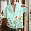 INCERUN Oversized Men Summer Lapel Neck Short Sleeve Floral Print Casual Shirts