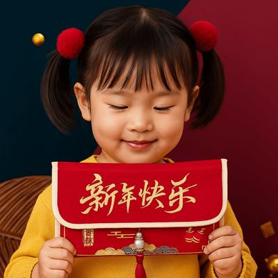 Traditional Chinese New Year Red Envelope Brocade Embroidered Tassel Children's Money Bag Blessing Hongbao Lucky Money Packet