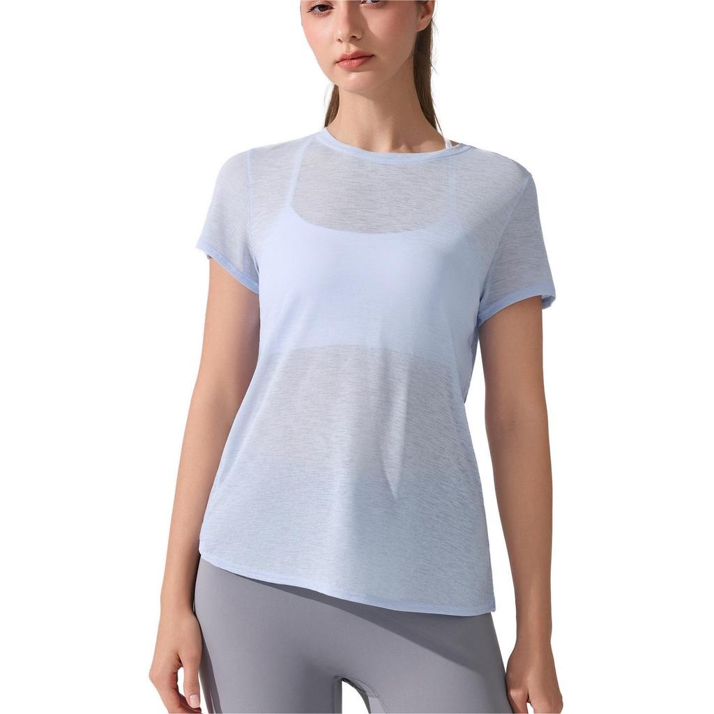 T-shirt da Yoga da Donna Traspirante con Schiena Vuota - Manica Corta Leggera per Danza, Fitness e Corsa