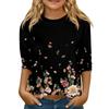Children's 3/4 Sleeve Tops Knit  Casual  Print T Shirt Round Neck Pullover Blouse