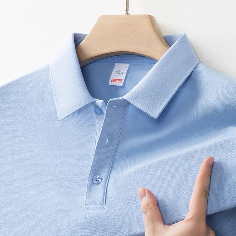 New Men'S Business Casual Long Sleeved Solid Color Polo Shirt Fashionable And Comfortable Summer Versatile Top