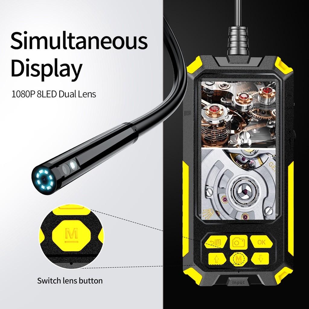 4.5 inch 2.0 MP Bore Scope Snake Camera IP68 Sewer Pipe Drain Inspection Camera IPS Screen Dual Lens Industrial Endoscope