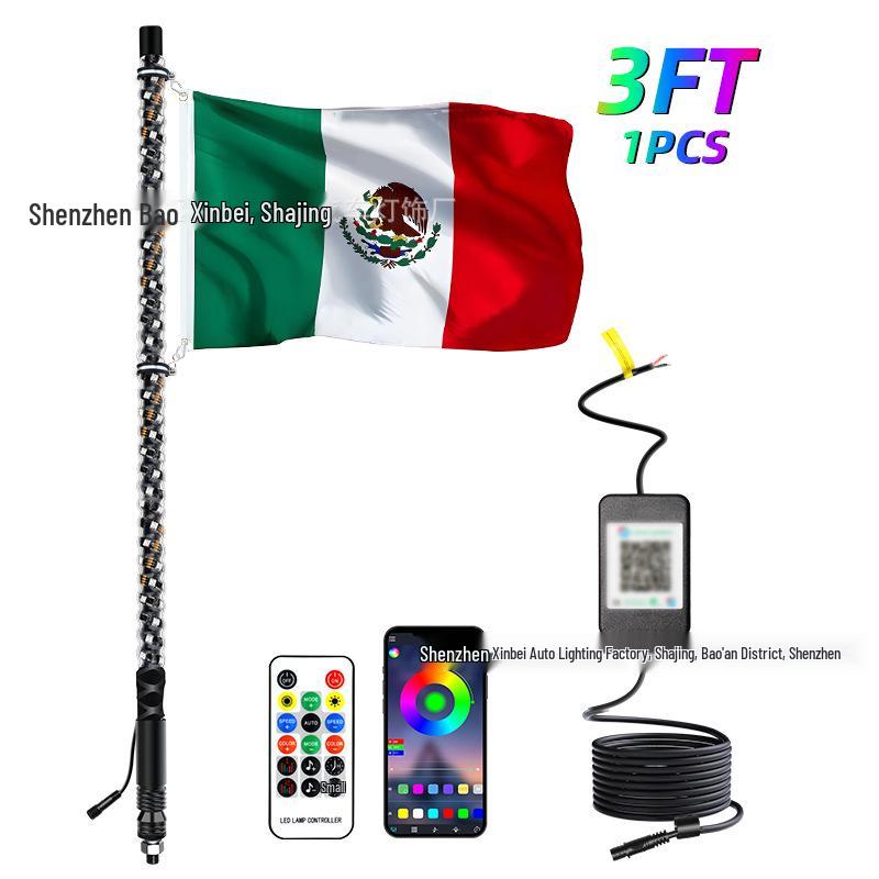 RGB Off-road Flagpole and Beach Atmosphere Light with Brake Function
