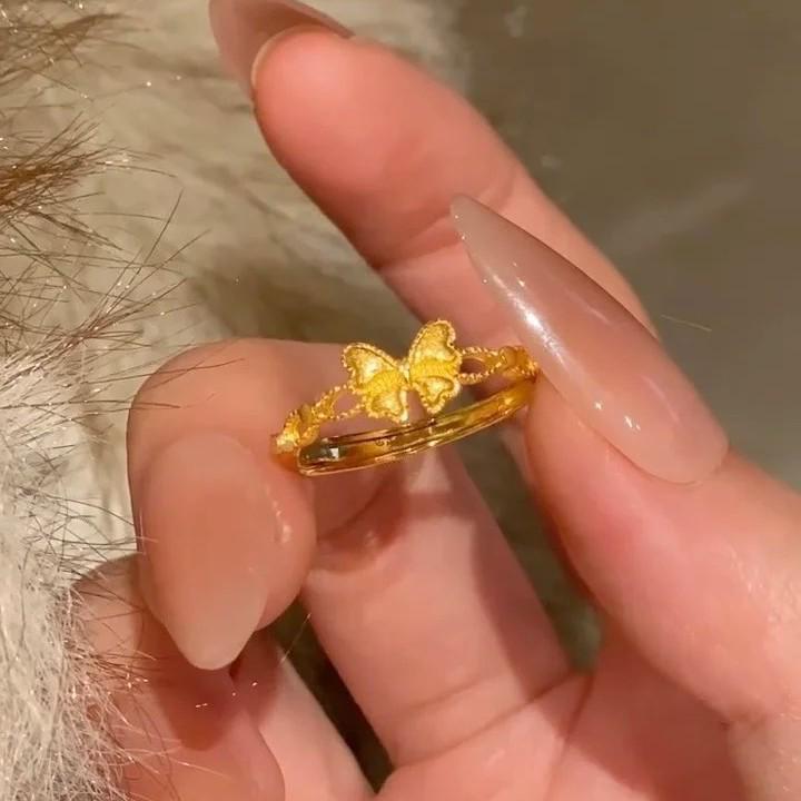 Exquisite Hollow Lace Butterfly Gold Adjustable Ring for Women - Bestseller, Versatile, Elegant. Open Adjustable