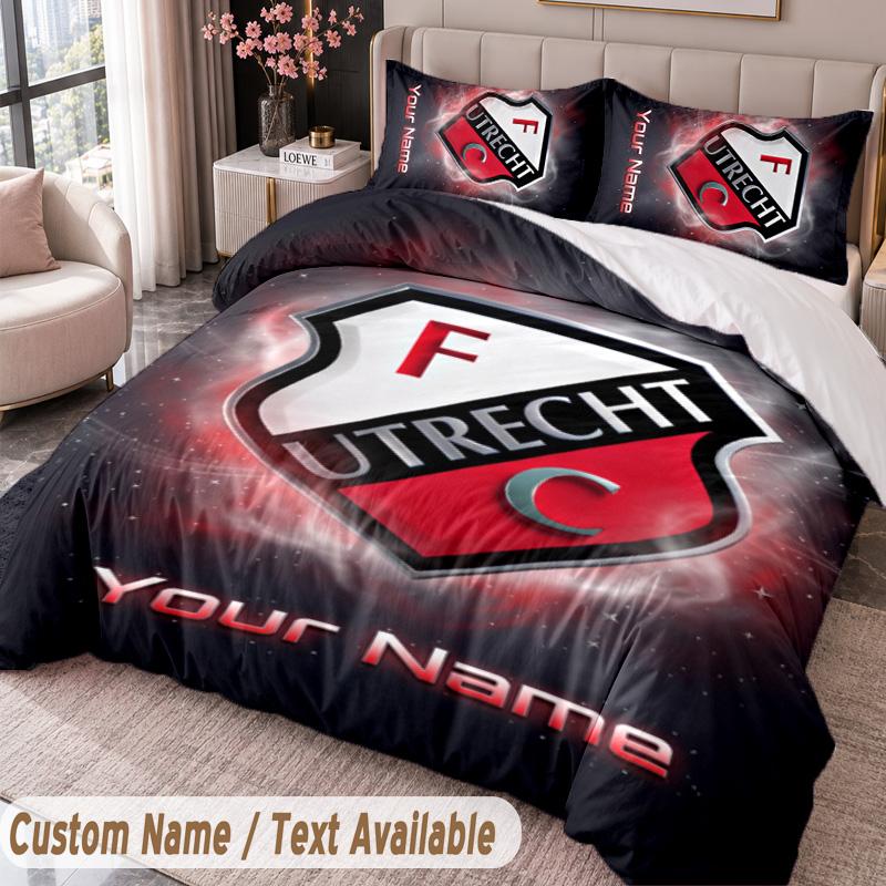 FC Utrecht Printed Bedding Set Custom Name Text 1 Duvet Cover 2 Pillowcases For Bedroom