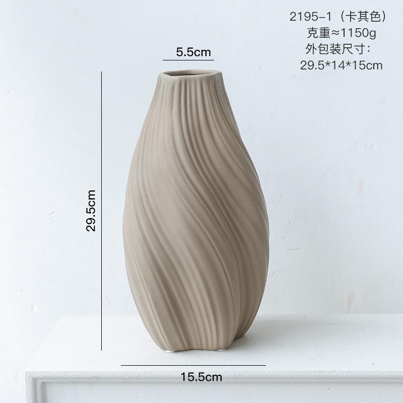 Modern Creative Striped Rotating Ceramic Vase Art Decor for Living Room Desktop