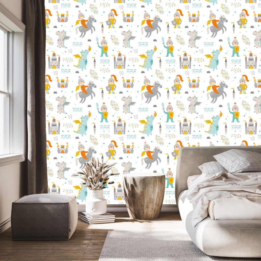 Fairytale wallpaper for knights and dragons for living room and bedroom 50x1000
