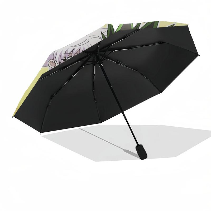 1pc Hunter x Hunter Gon & Killua Anime Characters Automatic Folding Umbrella Portable 3-Fold Design with Iron Frame Outdoor for Fans, Travelers, Daily