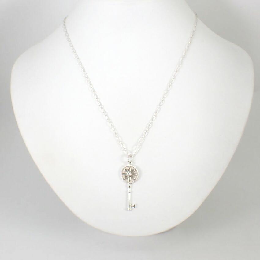 [Used] TIFFANY 925 Daisy Key Diamond Pendant/Oval Link Chain Necklace/g507-46
