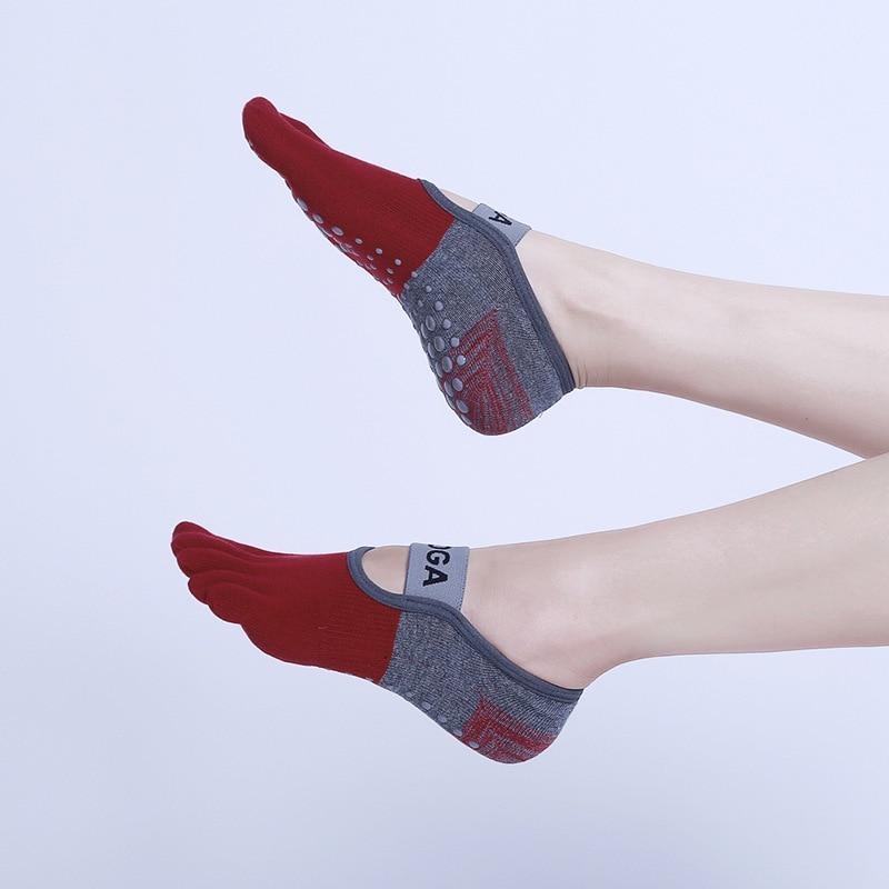 Five Toes Women Ponožky na jogu Silikón Protišmyková bandáž Balet Pilates Ponožky Bez chrbta Priedušné Bavlna Ponožky na halové tanečné športy