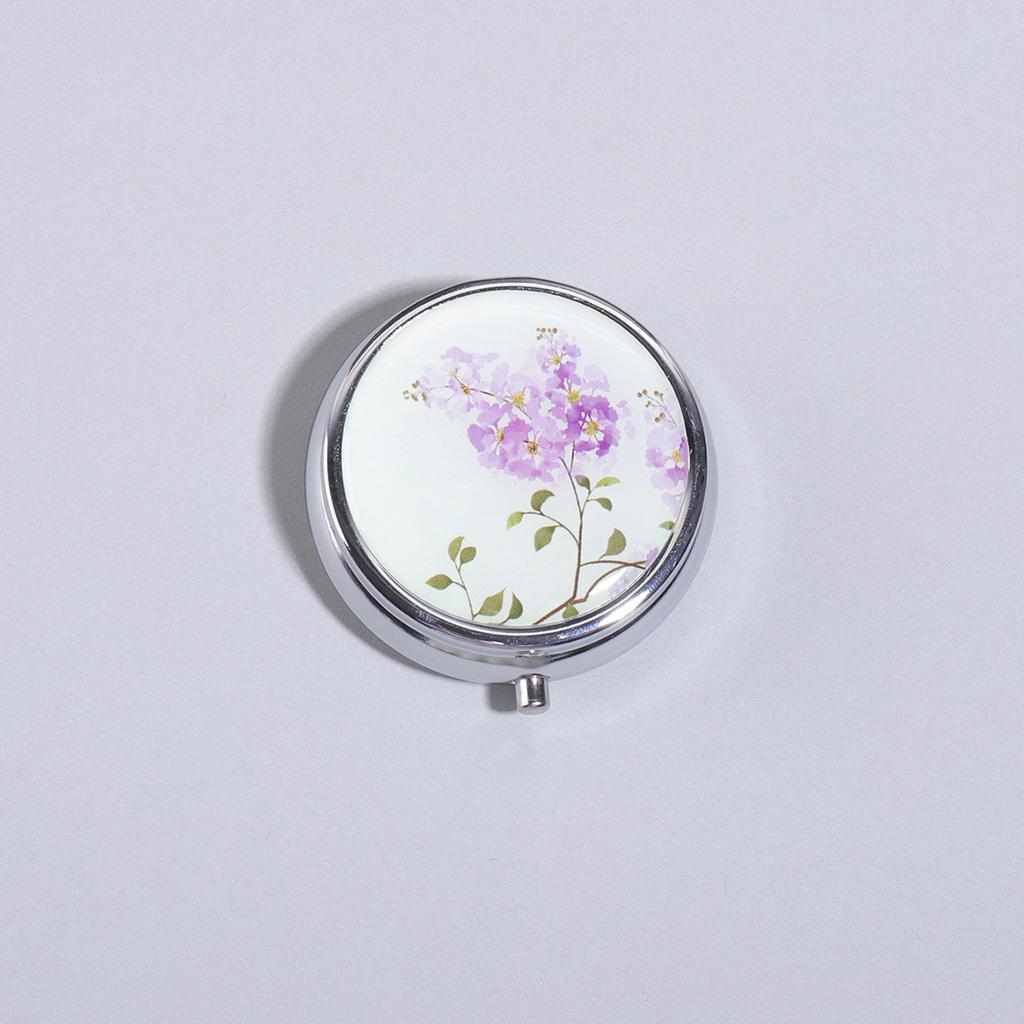 outdoor Metal Round Natural Flowers Pill Boxes Holder 3 Grids Medicine Case Small Portable Case Container Splitters For home
