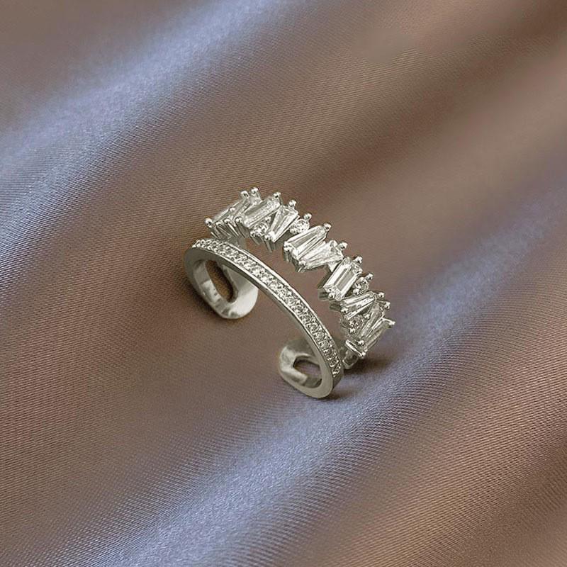 European-American Zircon Open Ring: Elegant, High-End Fashion Jewelry for Women