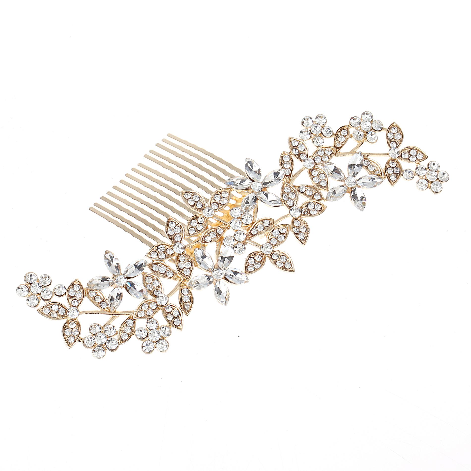 EBay Cross-Border Hair Comb Bride Wedding Bridal Gown Accessories Plated Gold and Silver Hairware Lot золотой
