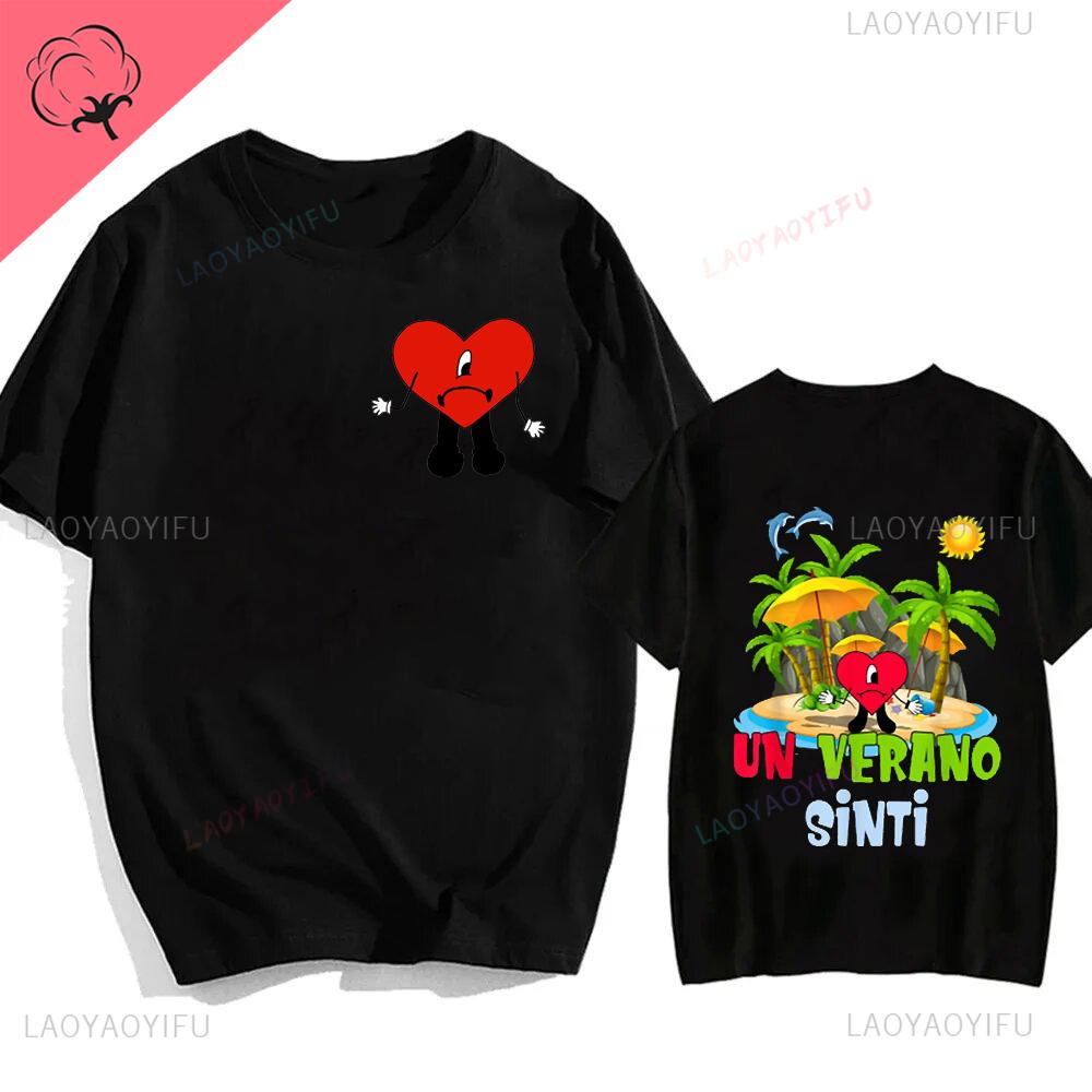 Bad Bunny UN VERANO SIN TI Music Album Print Tshirt Classic Harajuku Loose Streetwear Men Hip Hop Style Shortsleev Tshirt