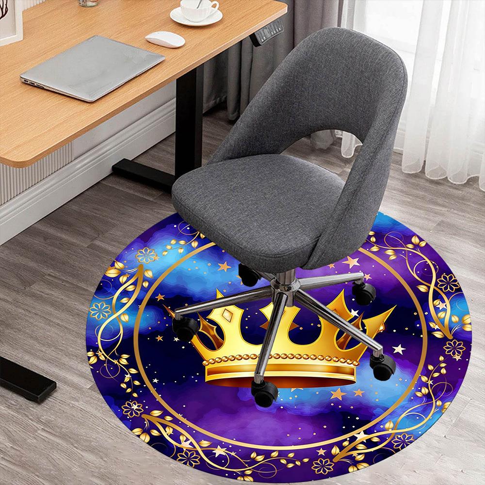 

1pc Crown Galaxy Round Chair mat office Area Rug - Non-Slip, Floor Mat for Office, Bedroom, and Indoor Decor p127259 80cm by 80cm