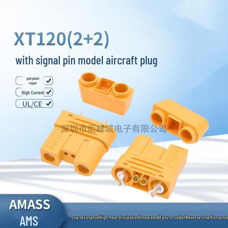 

Amass XT120(2+2) High Current Model Airplane Plug with Signal Pin M/F Heads for Lithium Battery Plant Protection Machine XT120(2+2) Female