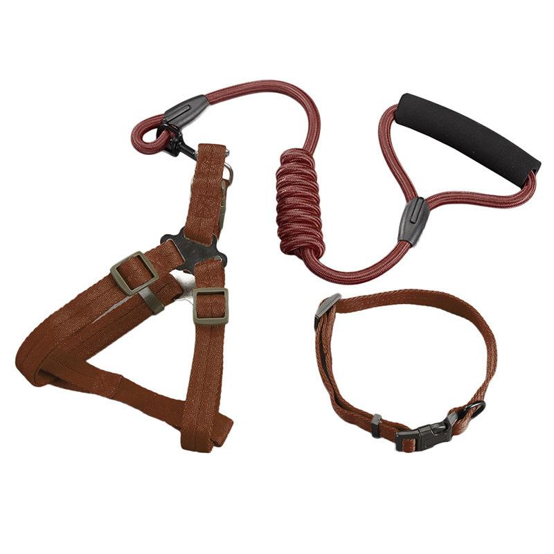 Colored Dog Leash Dog Chain Large Dog Teddy Golden Retriever Chest Strap Collar Three-piece Pet Supplies