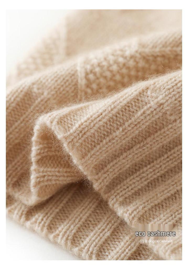 Cashmere 2025 Women's Cable Knit Thick Ear-Warming Hat for Autumn/Winter