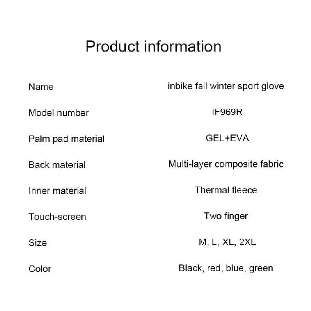 INBIKE Winter Cycling Gloves Full Finger Thermal Men's Bicycle Gloves Warm Cotton Waterproof Bike Gloves for Motorcycle Cycling