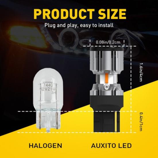 2x 7440 Amber LED Turn Signal Bulbs Light 3000LM Bright Super Canbus Error Free