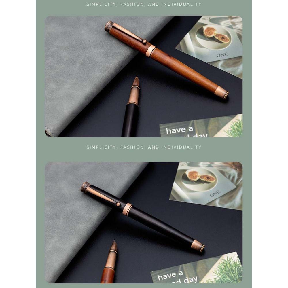 Retro Simple Writing Ink Pens Wood Handle Signature Pens Wooden Fountain Pen Stationery