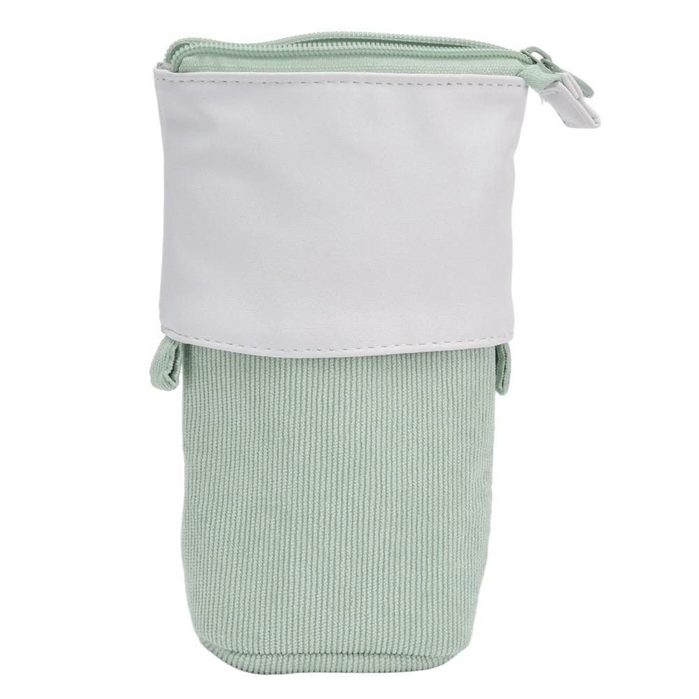 PU Corduroy Telescopic Pencil Pouch Multi-functional Storage Pouch Beauty Arrangement зелёный