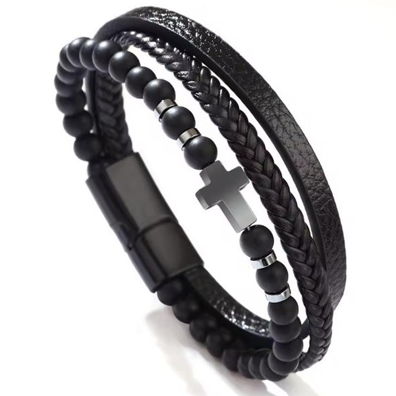 

Genuine Leather Bracelet Simple Leather Bracelet, Men s Cowhide Bracelet, Jewelry Magnet Bracelet Natural Stone Yellow Tiger Jewelry 2026 21CM