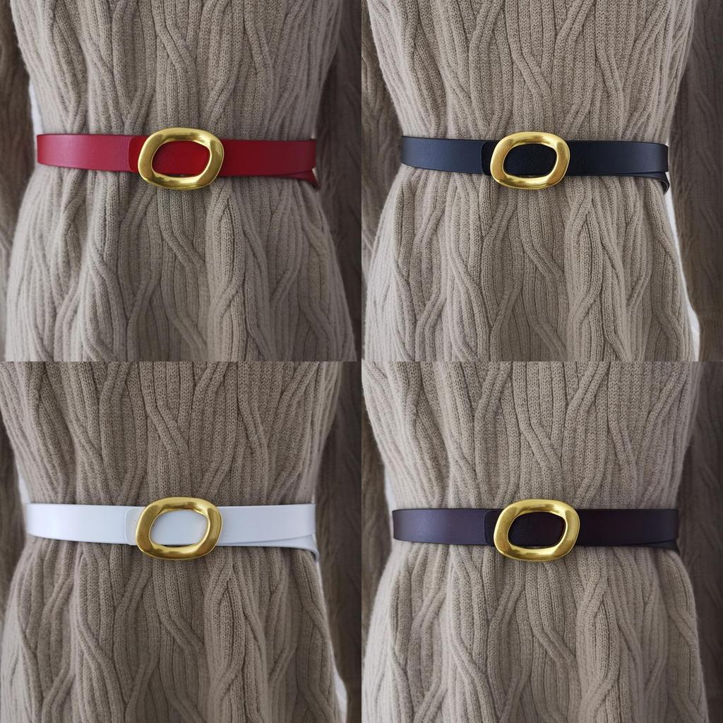 Leather Wide Belt For Women With Metal Snap Buckle For Casual Wear