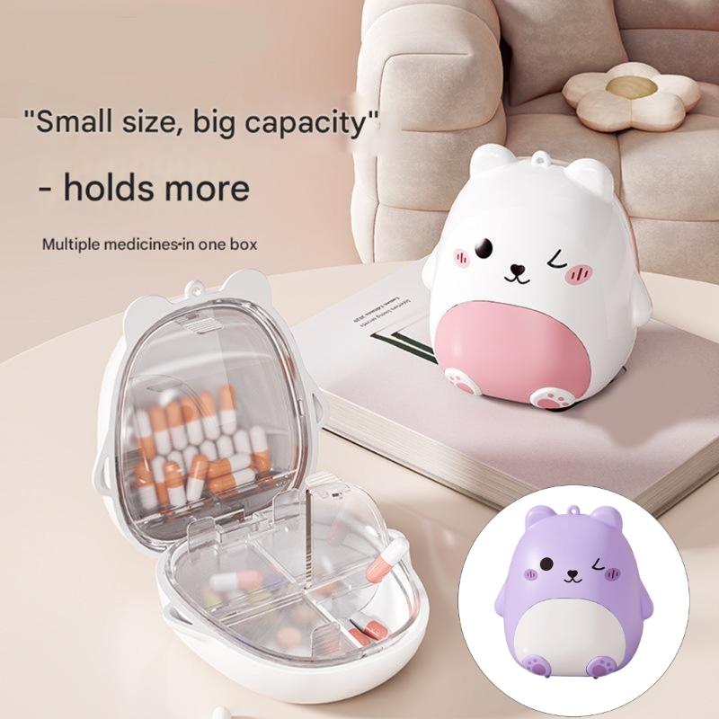 Cartoon Bear Mini Pills Case Portable Designs Easy To Carry In Pocket Or Bag For Travel Or Daily Use