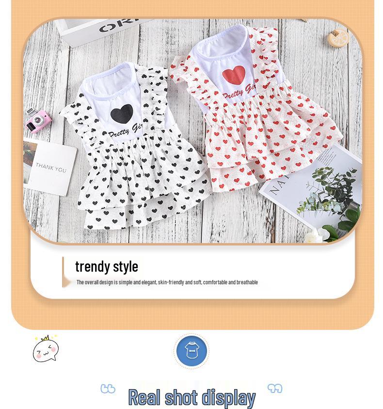 Spring & Autumn Pet Heart Maid Dress Skirt - Breathable Dog Outfit for Outdoors