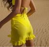 European & American Style Solid Chiffon Bikini Beach Cover-Up Skirt with Ear Edge for Women