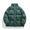 Unisex Winter Stand Collar Thick Loose Cotton Puffer Jacket - Solid Color