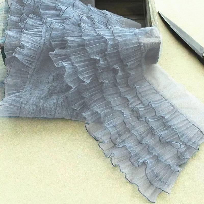 1yard Five Layesr Pleated Mesh Tulle Lace Ruffles Edging Pleated Mesh Trim DIY Sewing Wedding Dress Collar Edge Decor 18cm Wide