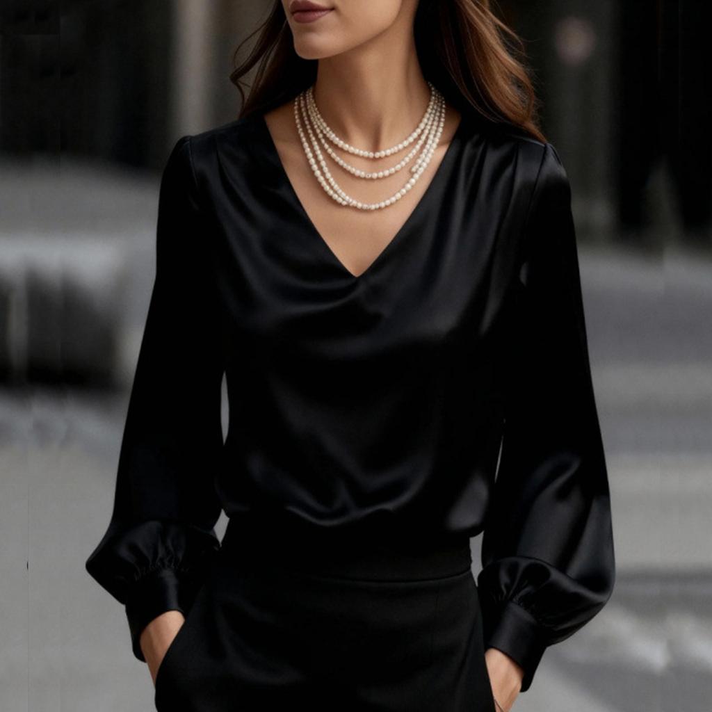 Women's Fashionable, Casual And Versatile Long,sleeved Shirt Top