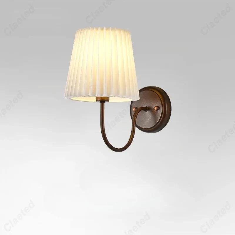 LED Retro E14 Fabric Lampshade Wall Lamp Bedroom Bedside Lamp Mirror Front Lamp Living Room Corridor Balcony Lighting Decoration
