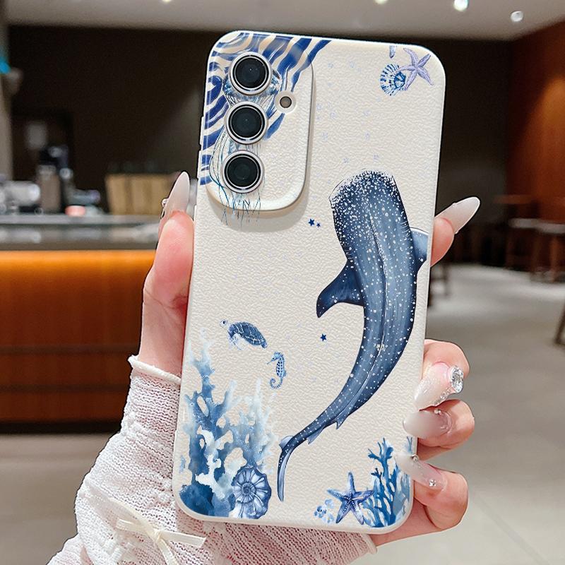 Sommer Meeres-Thema Handyhülle Für Samsung A57 A37 A17 A56 A36 A16 A55 A35 A15 A54 5G S21 FE S22 S23 S24 Plus S25 S26 Ultra Lederstruktur Abdeckung Samsung S26 FE