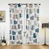 Cat Roof Kitten Night Moon Stars Curtains for Bedroom Living Room Drapes Kitchen Children's Room Window Curtain Home Decor