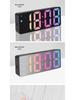 Compact LED Mirror Surface Alarm Clock Silent Night Light Display Desk Clock